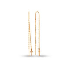 Серьги продевки из серебра 585Gold 702010291, фианит