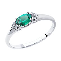 Кольцо из серебра р. 16,5 SOKOLOV 82010008, изумруд искусственный/фианит
