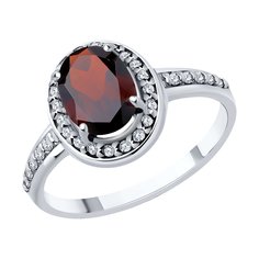 Кольцо из серебра р. 18 SOKOLOV 92014306, фианит/гранат