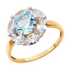 Кольцо из красного золота р. 18,5 Diamant 51-310-02100-1, фианит/топаз