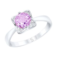 Кольцо из серебра р. 19 SOKOLOV 92011691, фианит/аметист