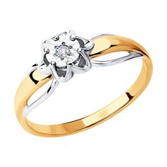 Кольцо из комбинированного золота р. 17 Diamant 51-210-00024-1, бриллиант
