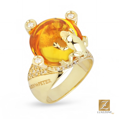 Кольцо из желтого золота р. 17,8 Dario&Peter Ring Delta Citrine YG 56, цитрин/бриллиант