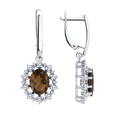 Серьги из серебра Diamant 94-321-02042-4, фианит\раухтопаз