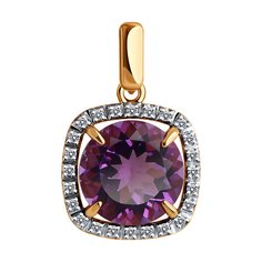 Кулон из красного золота Diamant 51-330-02449-2, фианит/аметист