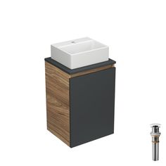 Комплект для ванной,3 предмета Bau (Тумба Bau Blackwood 40,графит +раковина BAU,выпуск) Bauedge