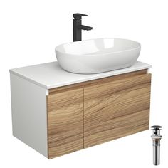 Комплект для ванной(Тумба Bau Blackwood 80+Раковина BAU+Смеситель Hotel Black+выпуск) Bauedge