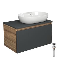 Тумба Bau Blackwood 80 графит с раковиной BAU Nimb 60х42, выпуск Bauedge