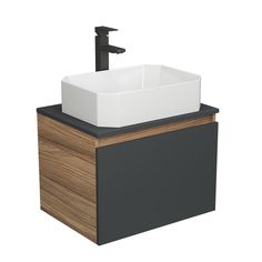 Комплект для ванной(Тумба Bau Blackwood 60+Раковина BAU Hotel+ Смеситель Hotel Black) Bauedge