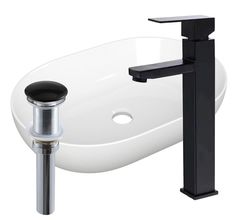 Раковина накладная на столешницу BAU Nimb, смеситель Hotel Black, выпуск клик-клак Bauedge