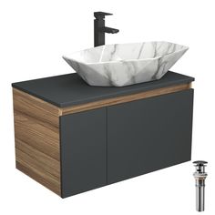 Комплект для ванной: тумба Bau Blackwood 80, раковина BAU, смеситель Hotel Black, выпуск Bauedge