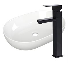 Раковина накладная на столешницу овальная BAUEDGE Nimb 59х40, смеситель Hotel Black