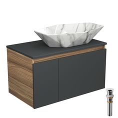 Тумба Bau Blackwood 80 графит с раковиной BAU Crystal 64х40, выпуск Bauedge