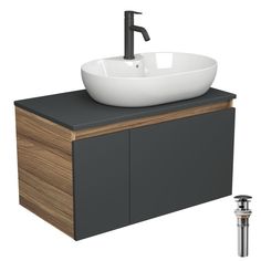 Комплект для ванной: тумба Blackwood 80, раковина BAU, смеситель Dream Black, выпуск Bauedge