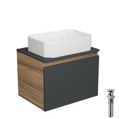 Тумба Bau Dream Blackwood 60+Раковина BAU Hotel+выпуск Bauedge