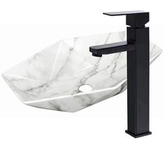 Раковина накладная на столешницу BAU Crystal 64х40, мрамор, смеситель Hotel Black Bauedge