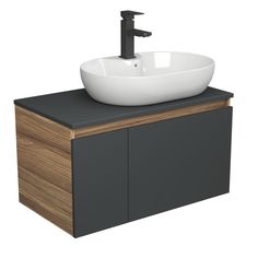Комплект для ванной: тумба Bau Blackwood 80, раковина BAU 60х42, смеситель Hotel Black Bauedge