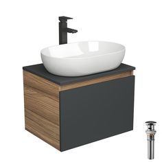 Комплект для ванной(Тумба Bau Blackwood 60+Раковина BAU+Смеситель Hotel Black+выпуск) Bauedge