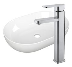 Раковина накладная на столешницу овальная BAUEDGE Nimb 59х40, смеситель Hotel Still