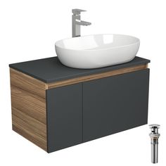 Комплект для ванной: тумба Bau Blackwood 80, раковина BAU, смеситель Hotel Still, выпуск Bauedge