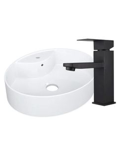 Раковина накладная BAU Nimb 51х41+смеситель Hotel Black Bauedge