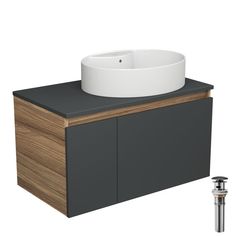 Тумба Bau Blackwood 80 графит с раковиной BAU Nimb 51х41, выпуск Bauedge