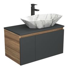 Комплект для ванной: тумба Bau Blackwood 80, раковина BAU 64х40, смеситель Hotel Black Bauedge