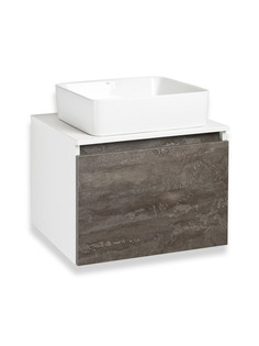 Тумба с раковиной Runo Бари 60 железный камень, с раковиной TRE 48 РУНО