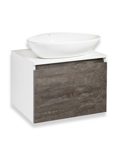Тумба с раковиной Runo Бари 60 железный камень, с раковиной TERZO 60 РУНО