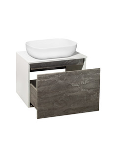 Тумба с раковиной Runo Бари 60 железный камень с раковиной Cuatro 49*39 РУНО