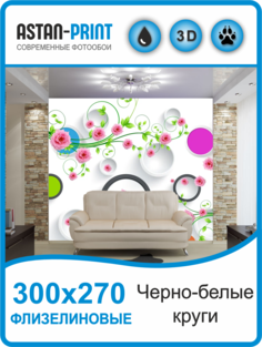 Фотообои флизелиновые Astan 3D Круги 300х270