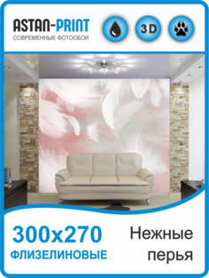 Фотообои флизелиновые Astan Нежные перья 300х270