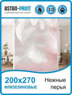 Фотообои флизелиновые Astan Перья нежные 200х270