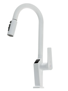 Смеситель для кухни с телескопической лейкой Grandezza Segreto White, SW23