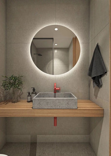 Зеркало круглое Slavio Maluchini D80 с тёплой LED-подсветкой и взмахом руки