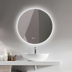 Зеркало круглое Slavio Maluchini D50 с холодной LED-подсветкой и часами