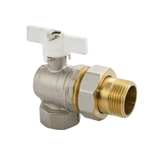 Кран шаровый Titan 259 угловой, с американкой 1", белая, "бабочка", латунный