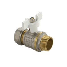 Кран для металопластика 20х3/4, ц/ш, белая бабочка, латунный ,Titan 278