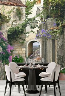 Фотообои Dekor Vinil "Европейский дворик с аркой и цветами" 200х270 см