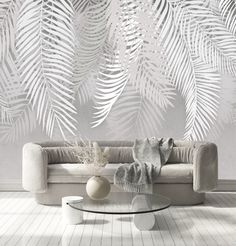 Фотообои Dekor Vinil "Пальмовые листья на светлом фоне" 300х270 см