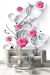 Фотообои Dekor Vinil "3D Цветы розы и кольца" 200х270 см
