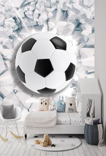 Фотообои Dekor Vinil "3D футбольный мяч из стены" 200х270 см