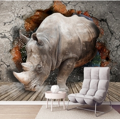 Фотообои Dekor Vinil с животными "Носорог с эффектом 3D" 300х270 см