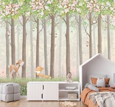 Фотообои Dekor Vinil "Лес с оленятами" 300х270 см
