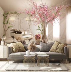 Фотообои Dekor Vinil "3D Комната с деревом и роялем" 300х270 см