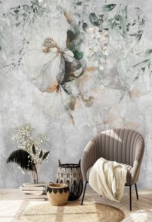 Фотообои Dekor Vinil Крупный абстрактный цветок на сером фоне 200х270 см