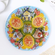 Подставка для яиц Пасхальные кролики стекло 6 ячеек No Brand