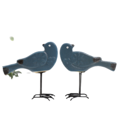 Сувенир керамика "Птицы" синий матовый набор 2 шт 16,5х6х17 см No Brand