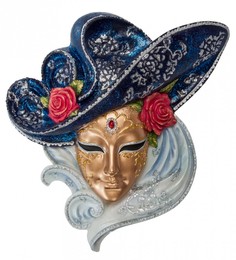 Венецианская маска Veronese "Розы" (цвет синий с золотым) WS-345