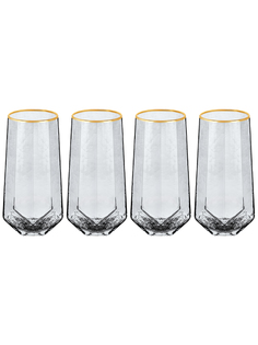 Набор стаканов Elan Gallery Ice Crystal 400 мл 8х8х15 см, 4 шт, графит, стекло